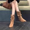 2025 Autumn/Winter Men's Suede Chunky Heel Pointed Toe Boots - Mid-Heel Ankle, Mid-Calf, High-Heel Slouch, Western Cowboy Styles