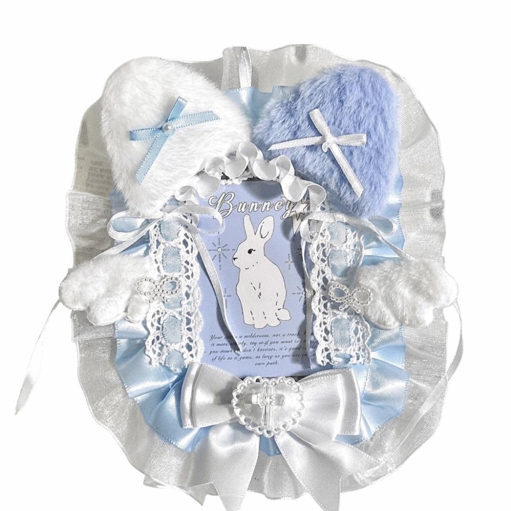 Lace Photocard Holder Plush Photo Card Sleeve Sweet Bag Charm Keychain Decorative Ornament