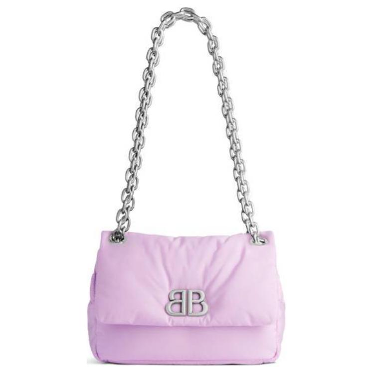 Balenciaga B Logo Metal Accessory Magnetic Flip Closure Nylon Mini Handbag Women handbags Lavender 7929772AA6J5324