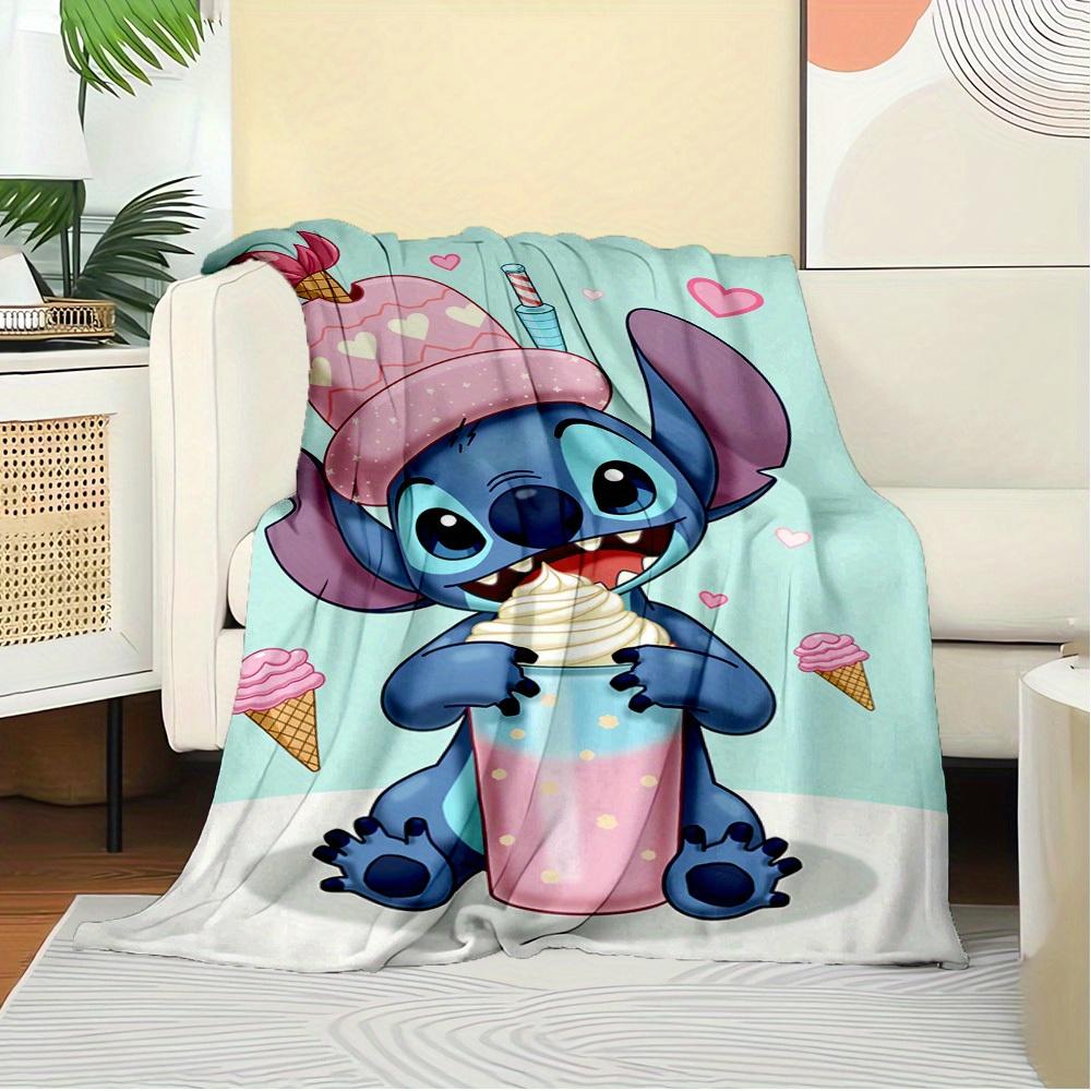 1pc Flannel Cute Stitch Cartoon Pattern Bed Small Cover Blanket Sofa Blanket Birthday Gift Home Decoration 's Room Bedroom