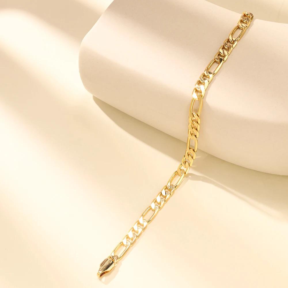 Classic Figaro Chain Link Necklace for Men 14K Gold Plated 4mm Wide Cuban Curb Link Chain Jewlelry Gift
