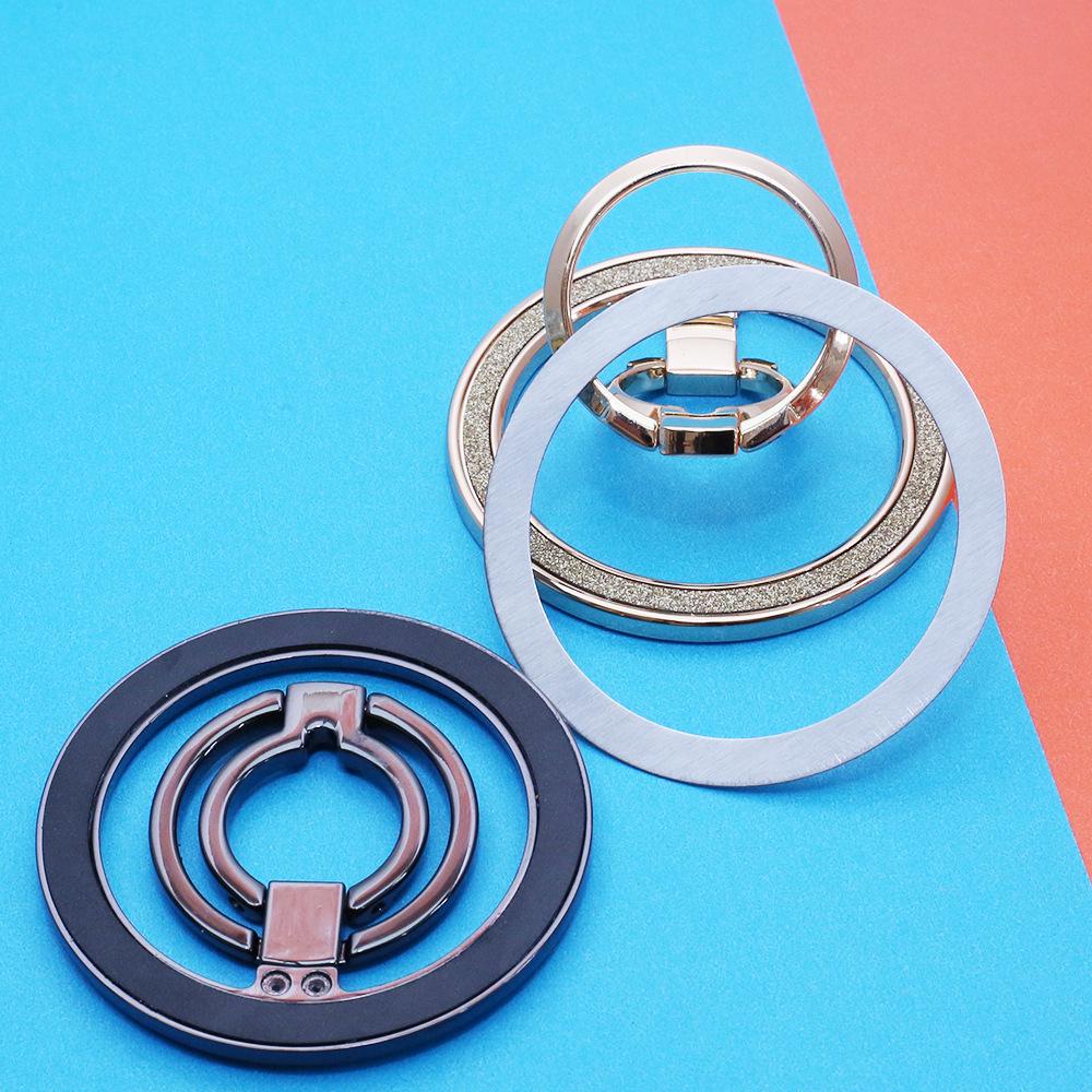 Магнитный держатель-кольцо для телефона MagSafe, подставка - Двойное кольцо, блестящий сплав цинка, настольная подставка