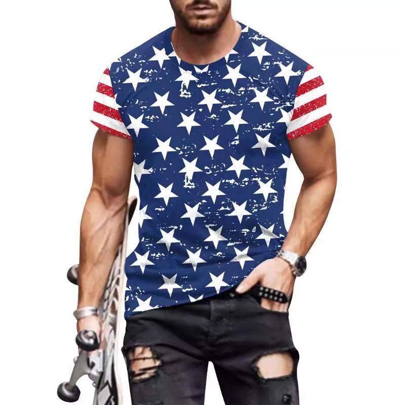 Летняя мужская футболка с принтом национального флага, круглый вырез, короткий рукав, повседневная свободная рубашка с коротким рукавом, футболки мужские