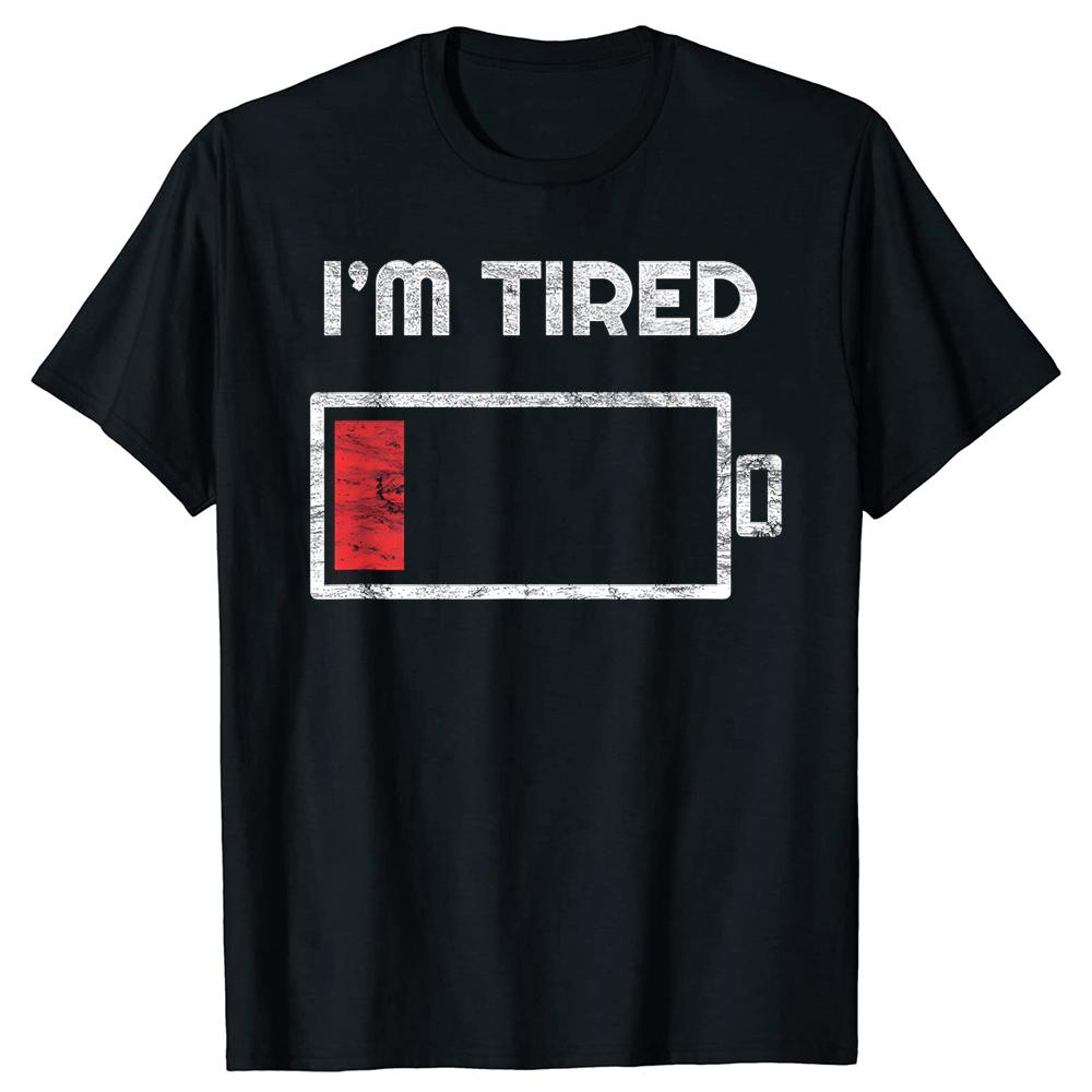 Im Tired Low Battery T Shirt Empty Phone Summer Men Clothing Fashion T Shirts Cotton Short Sleeve Oversized Loose Tshirt Tops