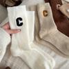 Женские носки-гольфы из майларовой вышивки с буквами - Теплые, утолщенные, длинные носки из имитации шерсти для осени и зимы.