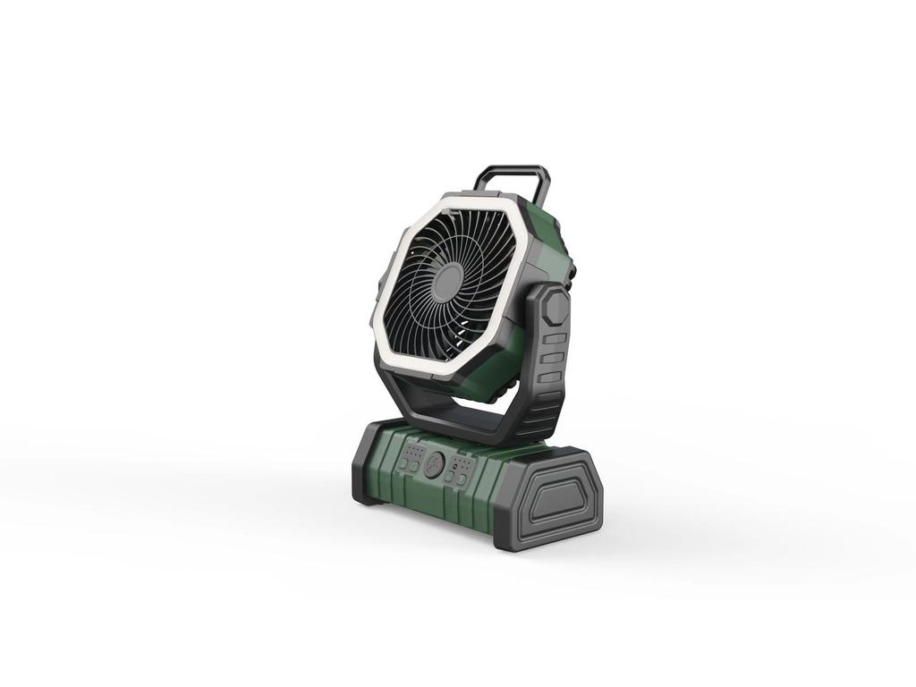 Portable Outdoor Camping Fan with Light, Remote Control, Dual Hooks, and Large-Capacity Power Bank