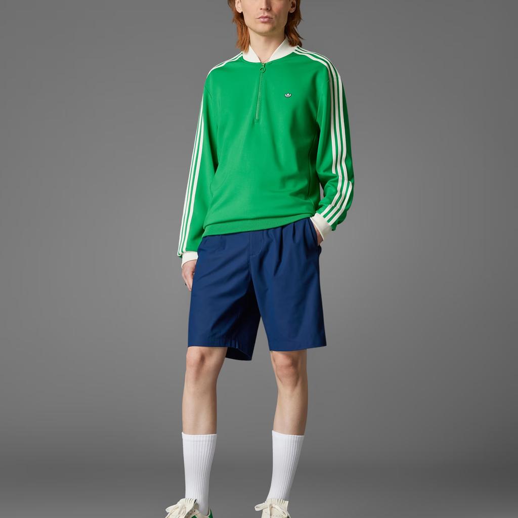 Adidas Оригинальная толстовка на молнии 1/4 с тремя полосками, Модная, Универсальная, Удобная, Полосатая толстовка с длинным рукавом, Мужская толстовка, Зеленая, JP2061