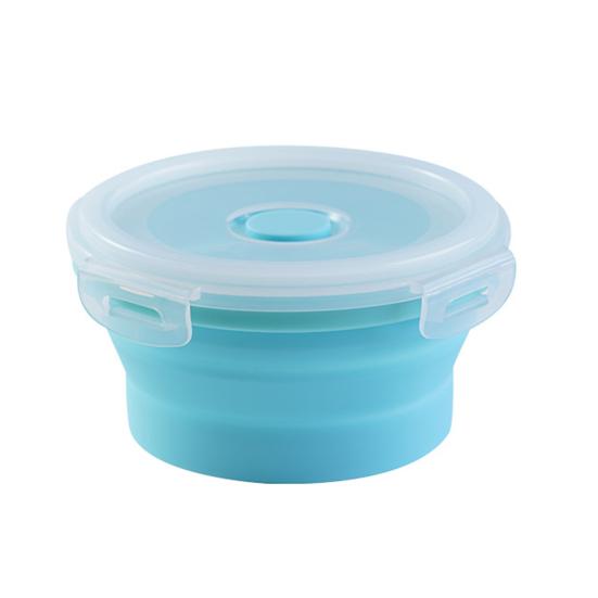350/500/800/1200ML Round Silicone Lunch Box Microwave Safe Foldable Sealed Lid Portable Refrigerator Bento Food Container Kitchen Supplies