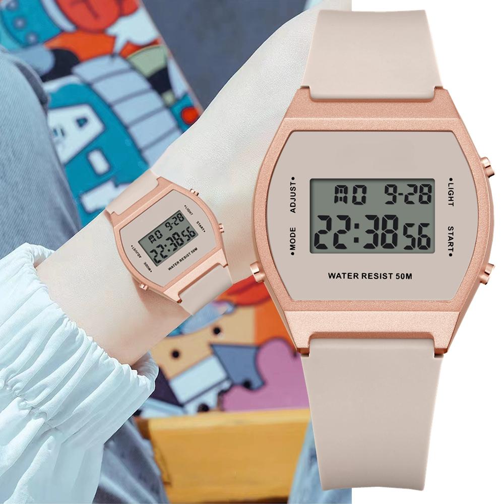 Ladies Digital Watch Ultra Thin Fashion Pink Waterproof Electronic Women Sport Watches Female Clocks