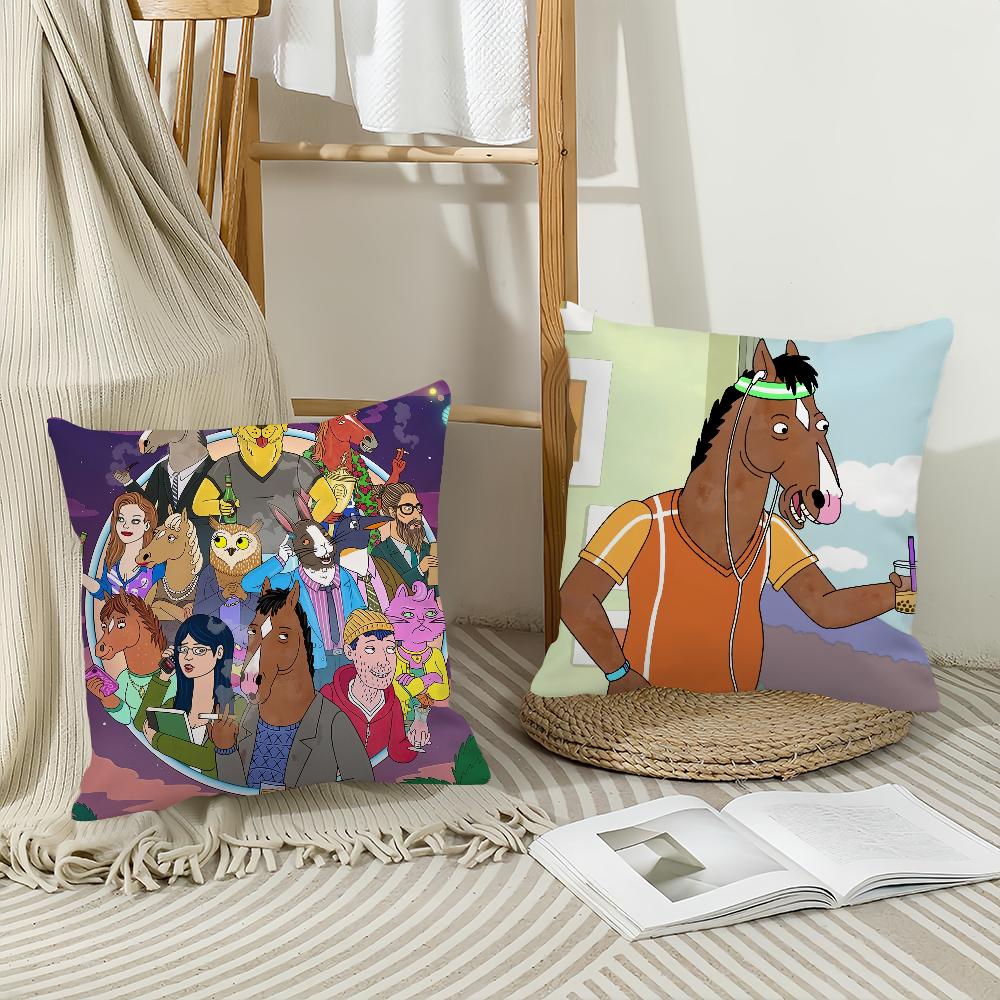 Мультяшная Наволочка B-BoJack H-Horseman Декор для Дома Чехол для Подушки Подходит для Спальни Автомобиля Офиса Дивана
