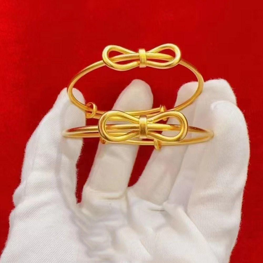 Luxury Bow Cuff Bangle Sweet Bow Design Bracelet Jewelry Minimalist Bowknot Bracelets Jewelry