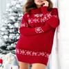Women's Christmas Oversized Turtleneck Snowflake  Knit Dress