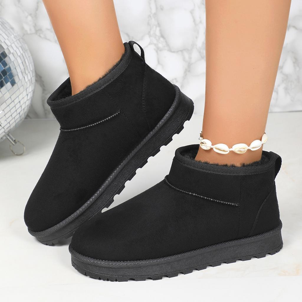 Модные Удобные Теплые Зимние Ботинки Женские 2024 Зима Толстые Плюшевые На Плоской Подошве Ботильоны для Женщин Легкие Противоскользящие Хлопковые Ботинки с Подкладкой