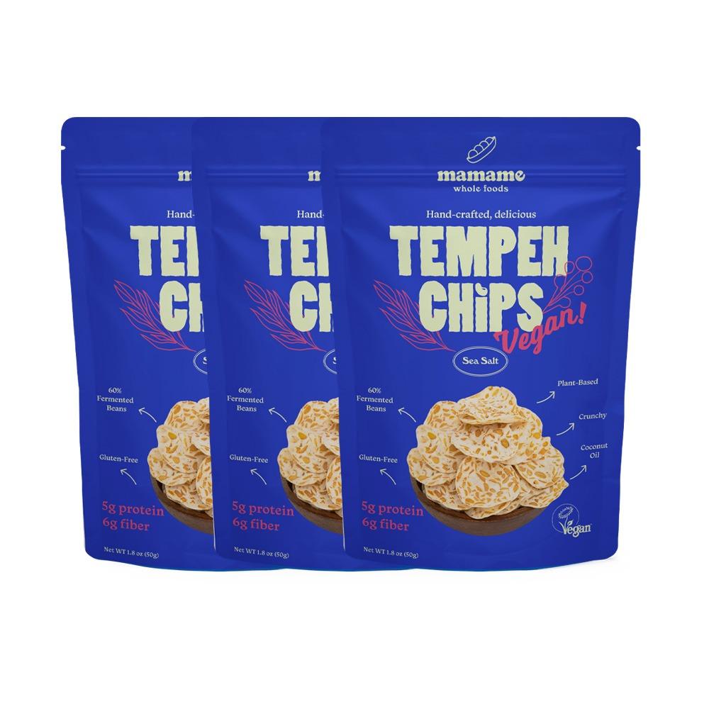 Mamame Tempeh Chips Sea Salt Crispy Savory Snack 50g x 3 Pack