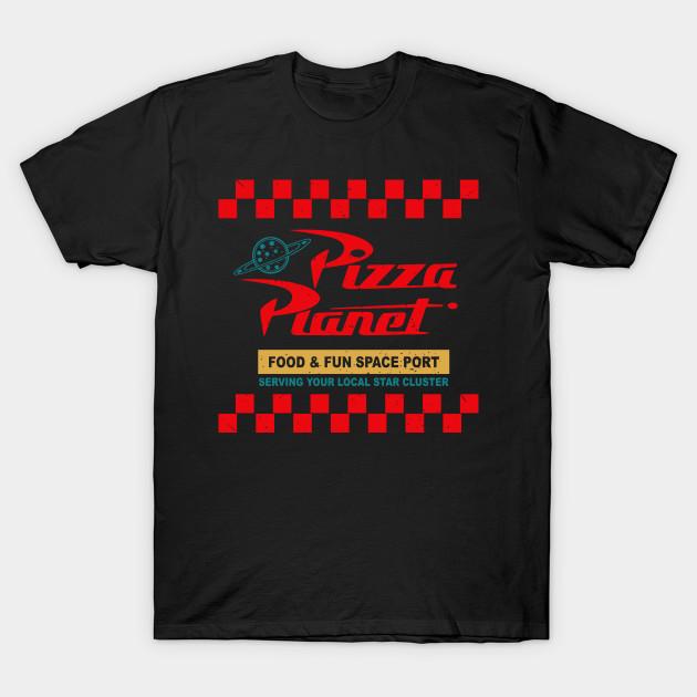 Asian Size Men Print T-shirt Pizza Planet Color No-Cut Heat Transfer Print Cotton Tshirt