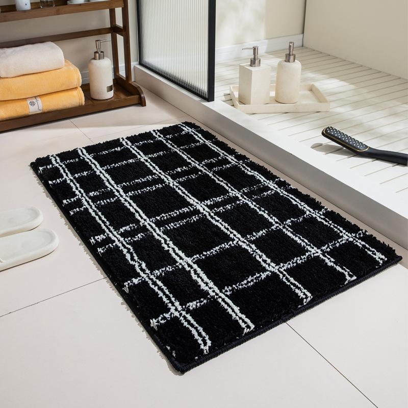 40x60cm Bathroom Door Mat Absorbent Non-Slip Shaggy Rug Bedside Carpet for Bedroom Living Room Simple Modern