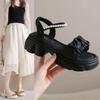 Fairy wind platform sandals female outer wear summer new 2025 soft sole student height increase small sandals