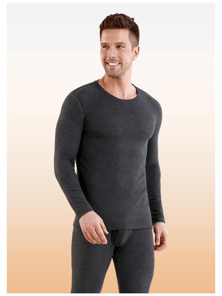 Комплект нижнего белья из термошерсти и шелка с круглым вырезом и бархатом на осень/зиму