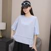 2025 Women Summer Solid Plus Size T-shirt Short Sleeve Long Buttons Loose Tops Tees