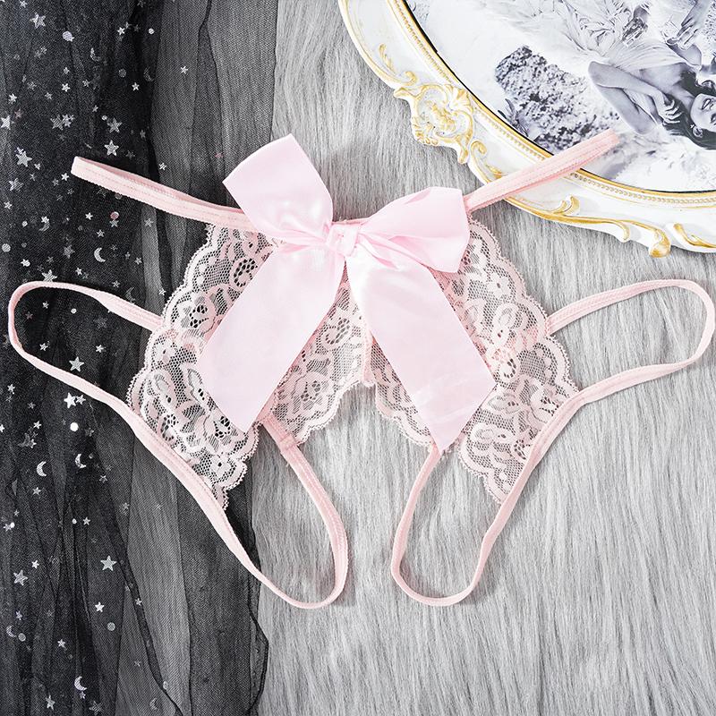Женские полые трусики с открытой промежностью, кружевные эротические брюки с бантом, сексуальное нижнее белье, трусы