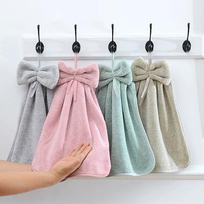 Полотенца для рук с бантиком для кухни и ванной комнаты, коралловый бархат, микрофибра, мягкие, быстросохнущие, впитывающие, для уборки, для дома и сауны, махровое полотенце.