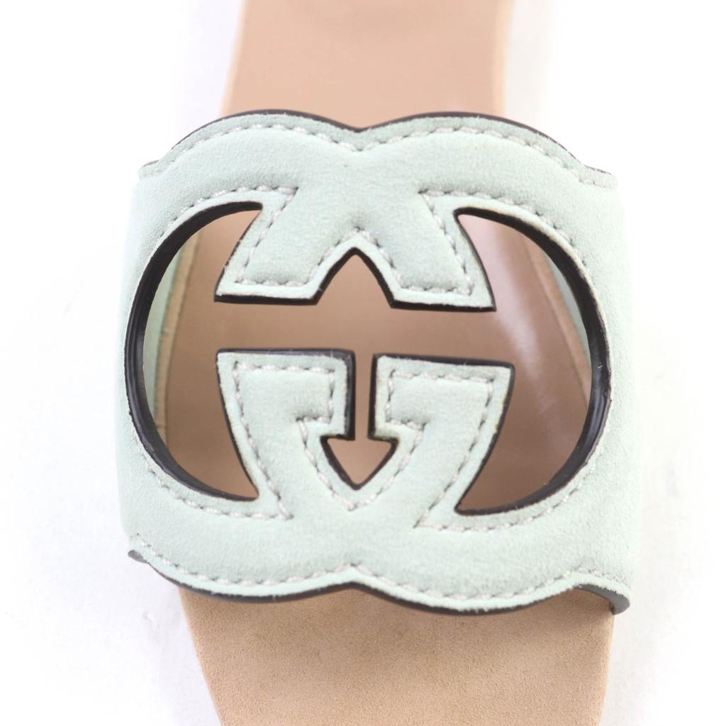 GUCCI Sandals Interlocking G Mint green Suede leather Women 36 Used