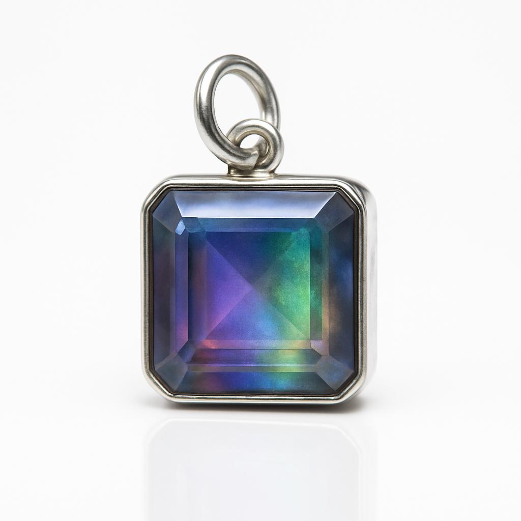Rare Quality 16.45 Ct Natural Opal Square Pendant 925 Sterling Silver Jewelry