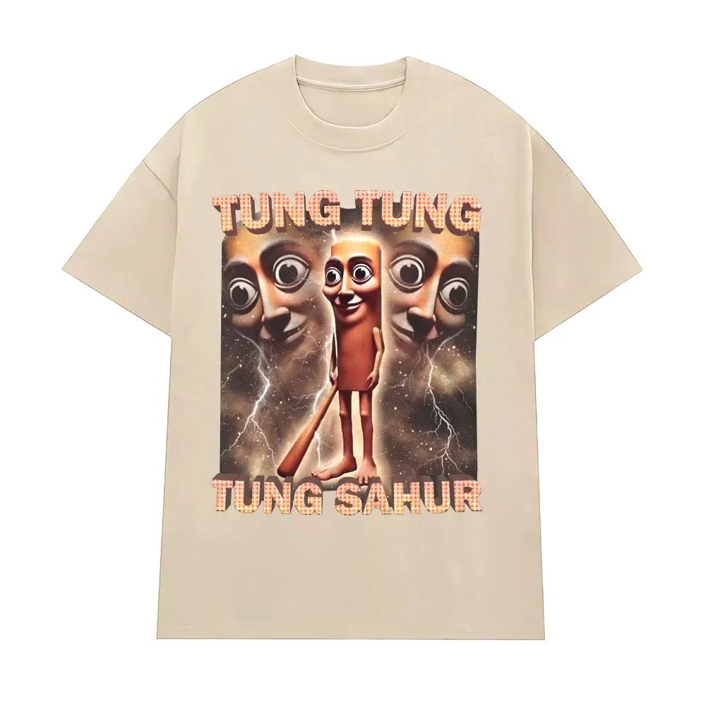 Tung Tung Sahur Funny Baseball Bat Fans Due to T-shirt Men's Clothing Fashion Humorous Style T-shirt Summer O-neck Top T-shirt