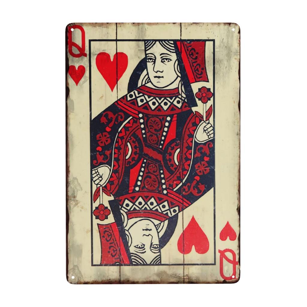 Vintage Poker Metal Sign Retro Joker Tin Sign King Jack Sign Wall Decoration for Home Cafe Pub Bar Shop 8x12 Inch