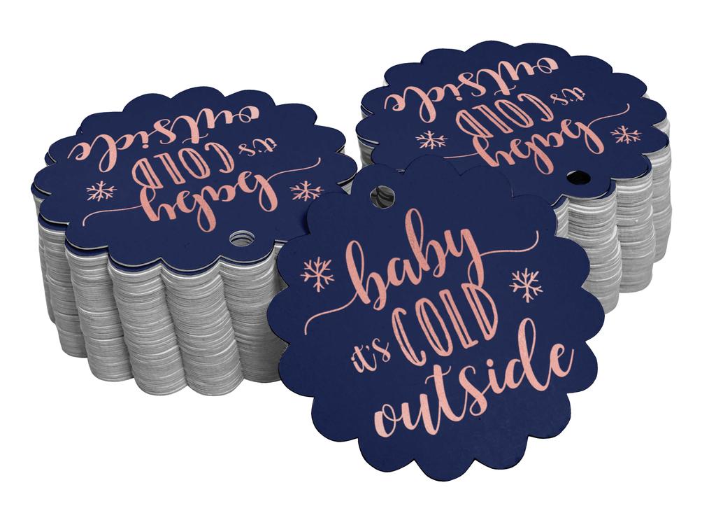 Inkdotpot Gold Foil Paper Hang Tags Baby It's Cold Outside Baby Shower Favor Tags 100