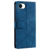 For iPhone 16e Case Imprinted Lines PU Leather Splicing Wallet Phone Cover