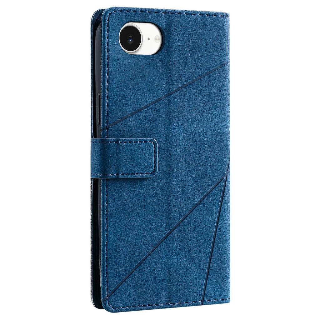 For iPhone 16e Case Imprinted Lines PU Leather Splicing Wallet Phone Cover