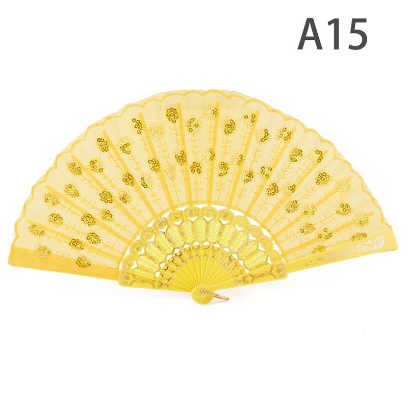 Радужный цветной танцевальный веер с узором павлина, складной ручной вышитый веер с пайетками