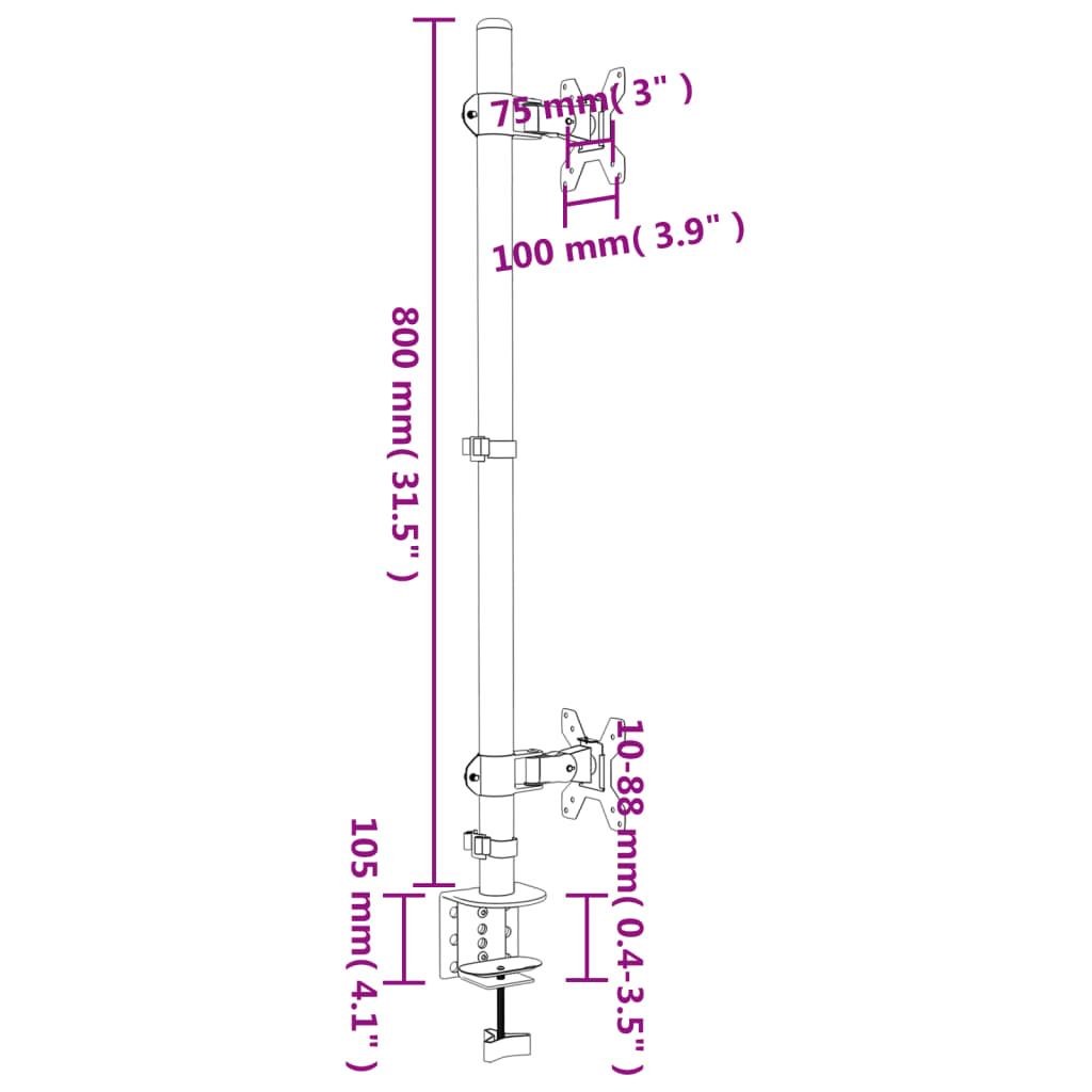 Dual Monitor Desk Mount Black Steel VESA 75 100 mm