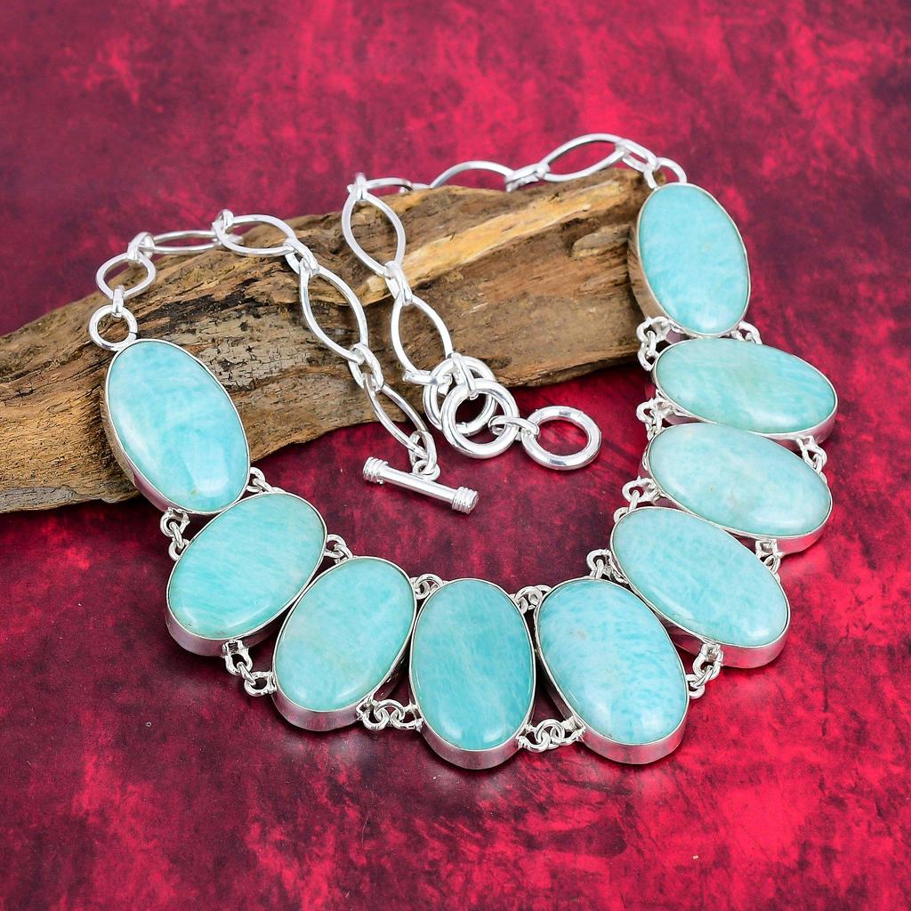 Ожерелье из натурального амазонита из стерлингового серебра 925 пробы с регулируемой цепочкой, уникальное ювелирное ожерелье из драгоценного камня ручной работы на День памяти