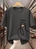 Cartoon question mark duck Unisexs 100cotton fashionable loose sports cartoon pigeon pattern printed short sleeved Tshirt top