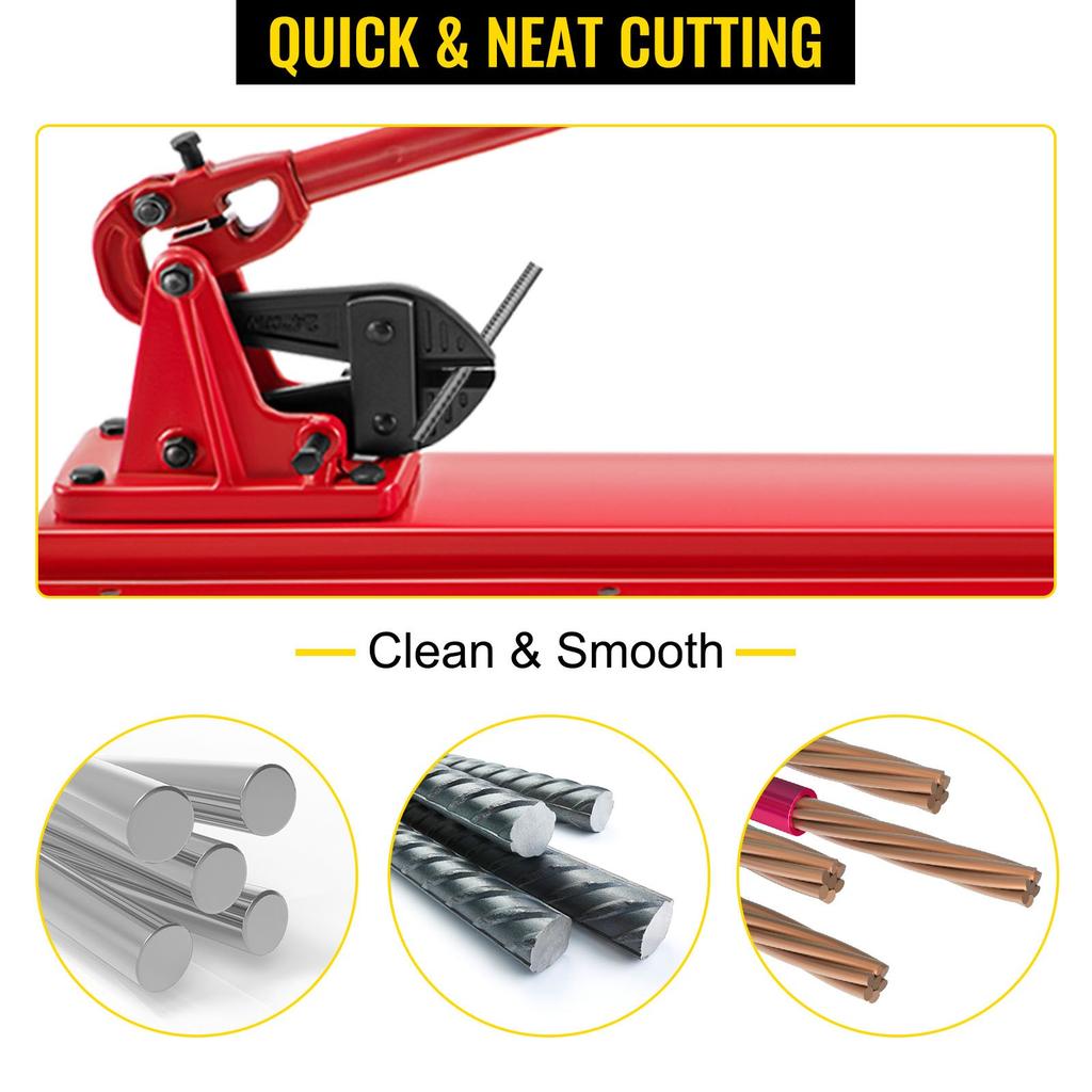VEVOR Bench Swager Tool 24\" Wire Rope Swaging Tool with Crimper Cable Bolt Cutter Head Bench Crimper 1/16\"-3/16\" Aluminum/Copper