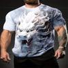 Летняя мужская футболка с цифровым принтом «Белый дракон», модная универсальная футболка с круглым вырезом, подходит для занятий спортом на открытом воздухе и повседневной носки, короткий рукав для мужчин