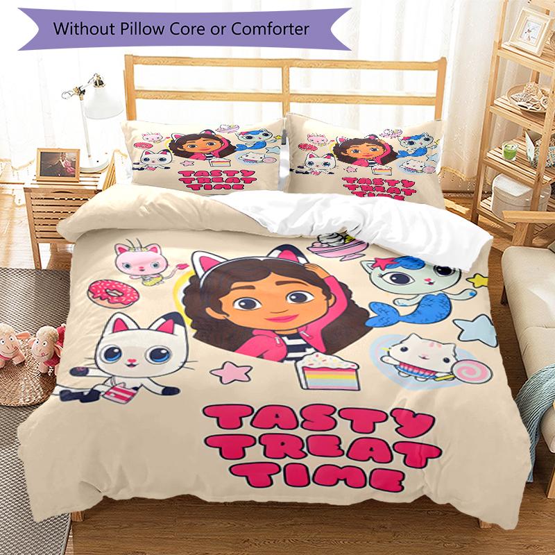 3pcs Gaby's Bubble House1 Design Cover Set - HD Printed Bedding with 1 Cover and 2 Pillowcases - Perfect for Home and Dorm Decor