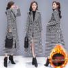 Women's Houndstooth Plaid Wool Coat - Slimming Mid-Length Fashion Overcoat for Autumn/Winter
