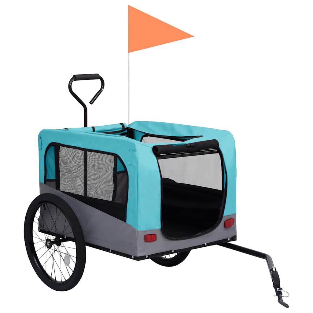 2 in 1 Dog Bicycle Trailer and Stroller Blue and Gray