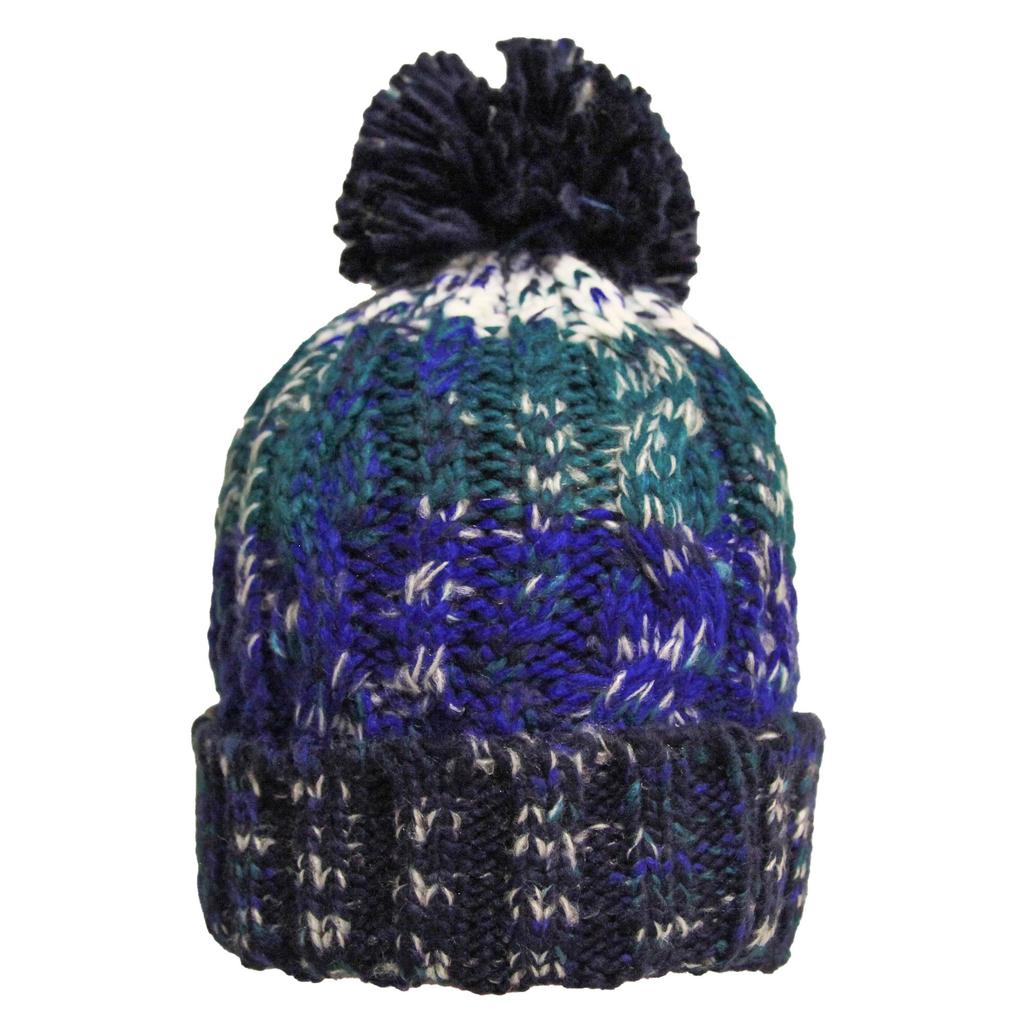 Womens/Ladies Corkscrew Pom Pom Beanie