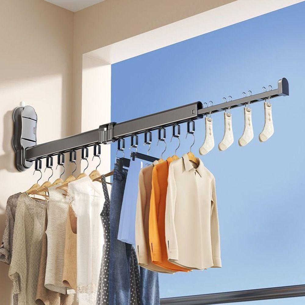 Wall Mounted Folding Clothes Rack Large Capacity Laundry Hanger Lingerie