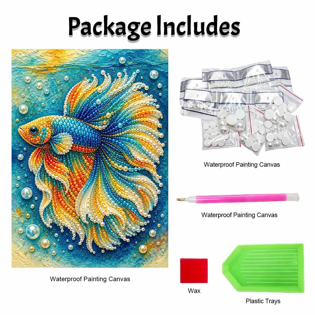 DIY Betta Fish Pearl and Diamond Painting Kit. suitable for beginners. home wall decoration. handmade gift.