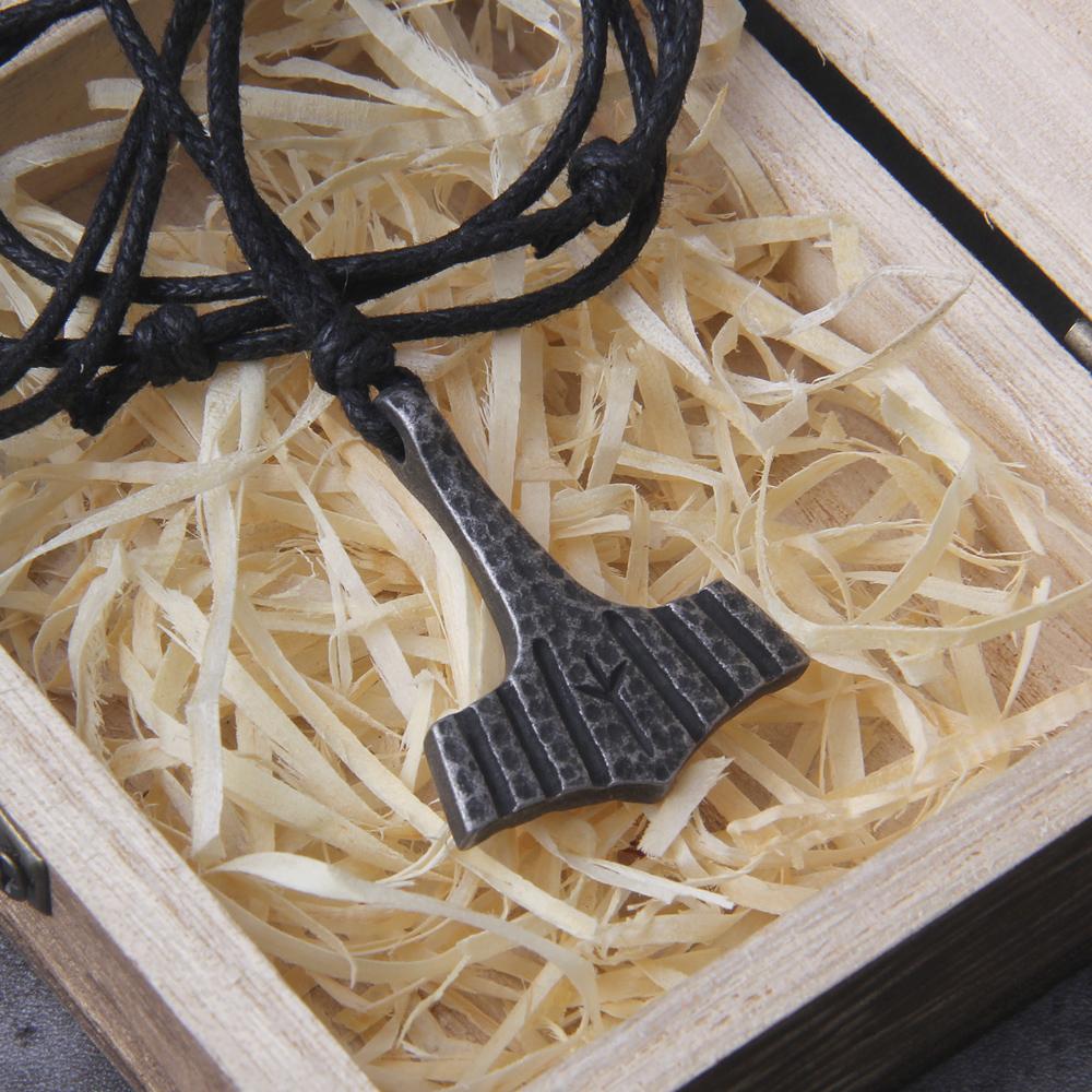 Невыцветающая Железно-Серая Молот Тора Мьёльнир Ожерелье Викингов Норвежский Нержавеющая Сталь Подарок для Мужчин с Коробкой