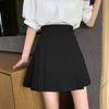 2024 Женская черная плиссированная миди-юбка А-силуэта с высокой талией - Универсальная мода в стиле колледжа