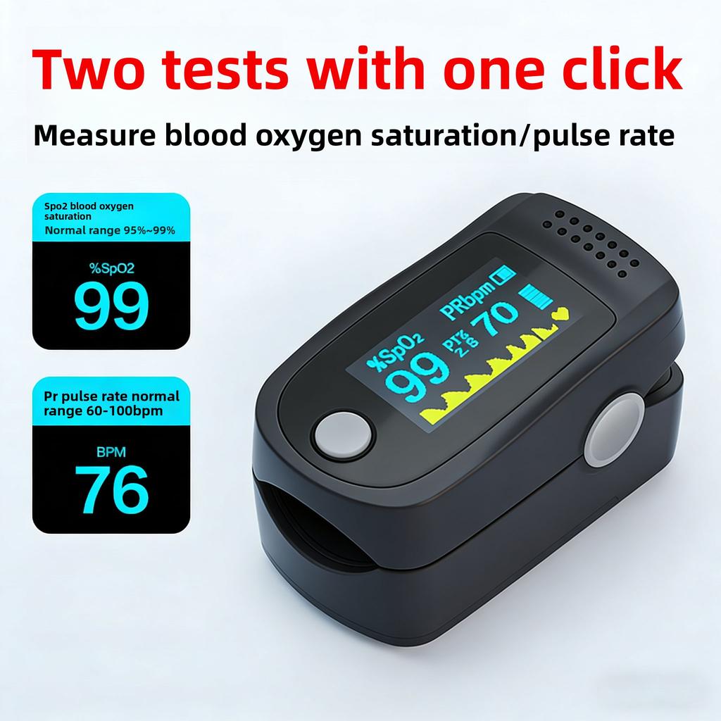 OLED Display Pulse Oximeter - Auto Shut Off & Easy-to-Read for Oxygen Users