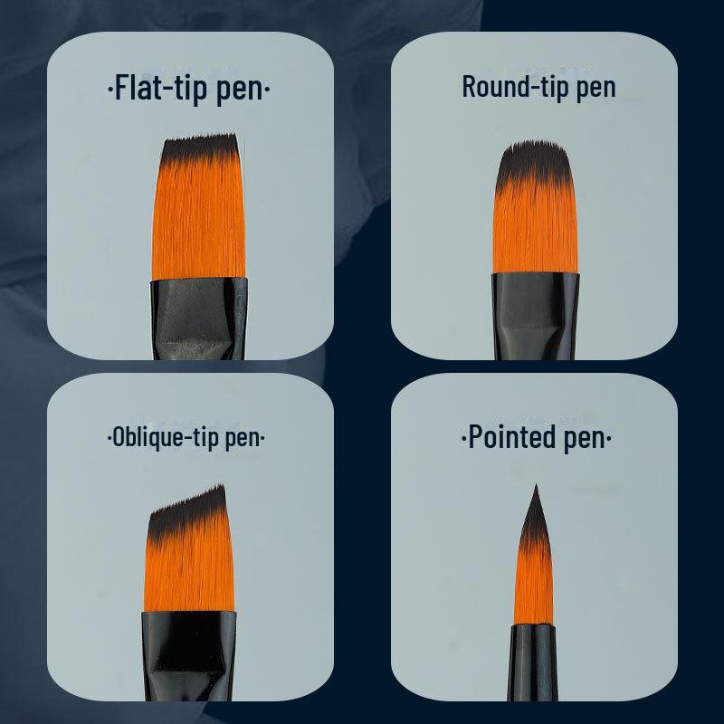 Set of 6 Cross-border Nylon Hair Oil Painting Brushes with Multiple Heads, Pearlescent White Handle, Ideal for Watercolor and Acrylic Art