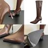 2026 New Women's High Heels Pointed Knee-length Female Boots Comfortable Stiletto Heel Soft Leather Women Shoes Zapatos De Mujer