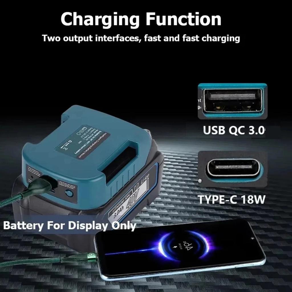 Держатель-адаптер для аккумулятора с портом быстрой зарядки USB Type C для 40-вольтных аккумуляторных блоков-пряжек, носители